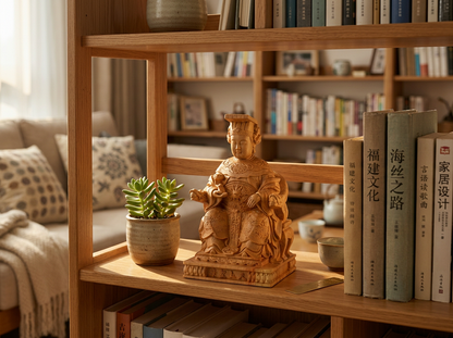 Mazu Wooden Statue – Hand-Carved from Thuja Wood | Traditional Chinese Cultural Guardian Symbol