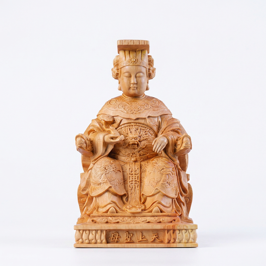 Mazu Wooden Statue – Hand-Carved from Thuja Wood | Traditional Chinese Cultural Guardian Symbol