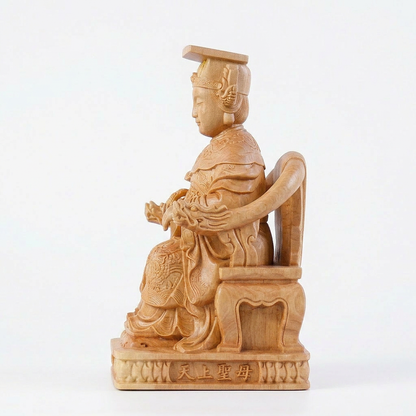 Mazu Wooden Statue – Hand-Carved from Thuja Wood | Traditional Chinese Cultural Guardian Symbol