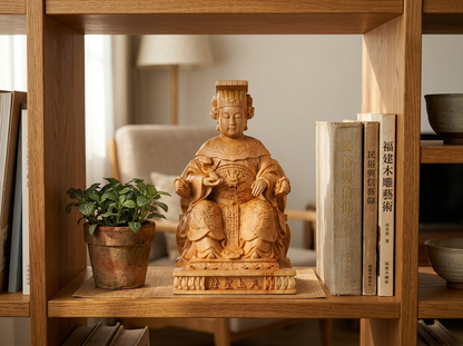 Mazu Wooden Statue – Hand-Carved from Thuja Wood | Traditional Chinese Cultural Guardian Symbol