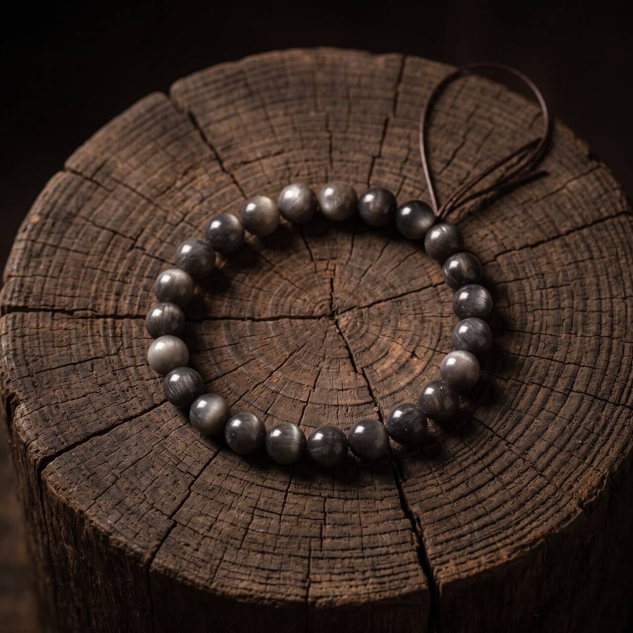 Black Gold Sunstone bracelet with dark 7mm beads