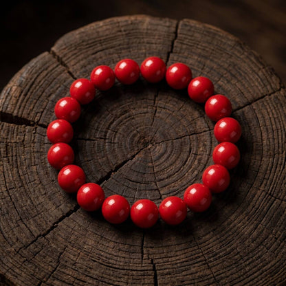 Rich red cinnabar bracelet with 10mm beads