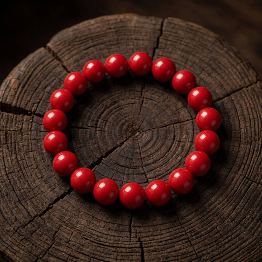Rich red cinnabar bracelet with 10mm beads