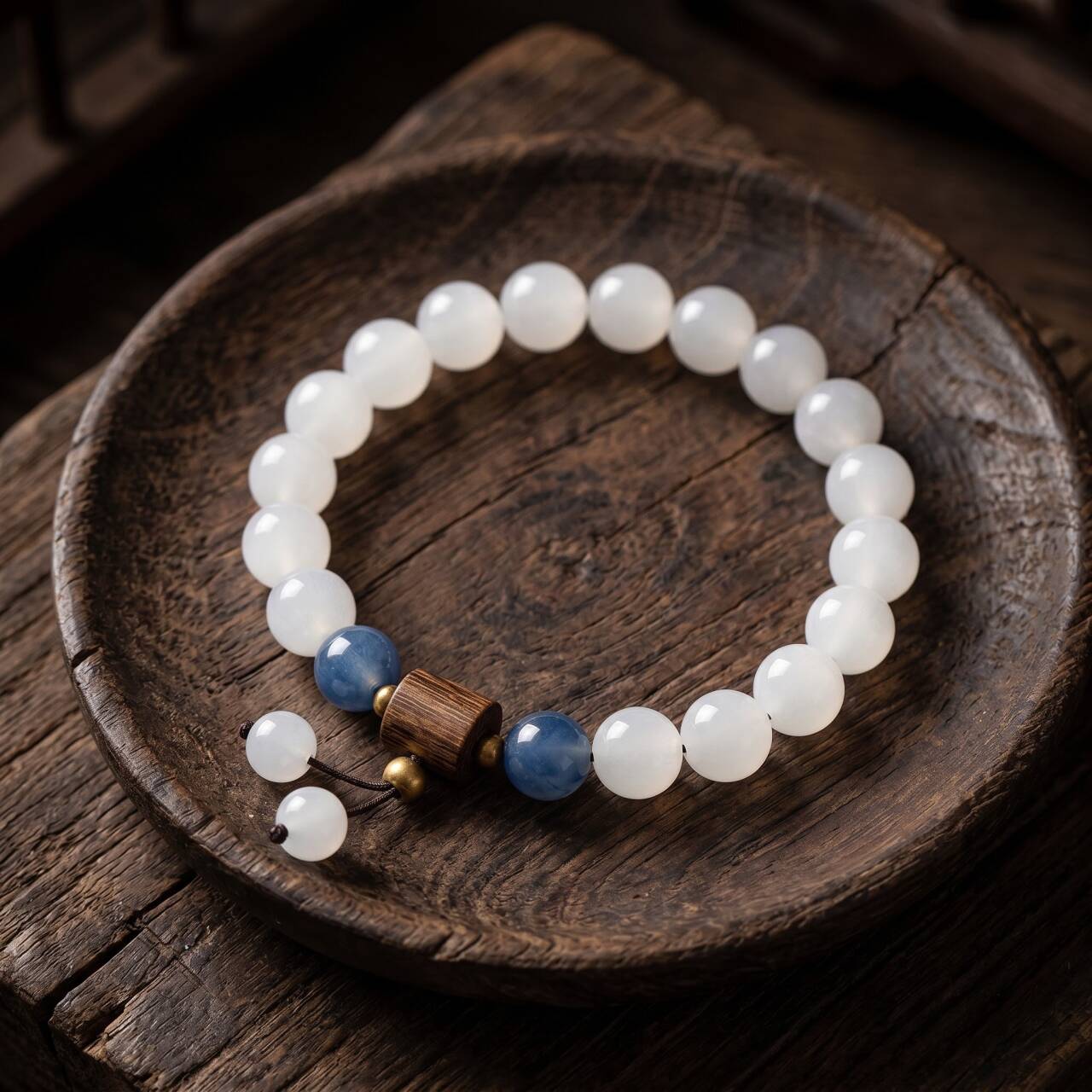 Creamy white natural Hetian jade bracelet with 8mm beads