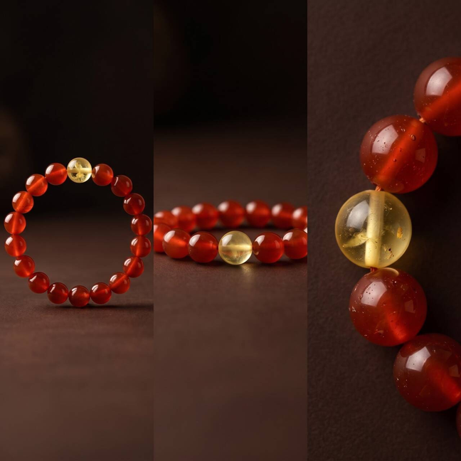 Close-up of natural 10mm Red Crystal beads in vibrant red tones