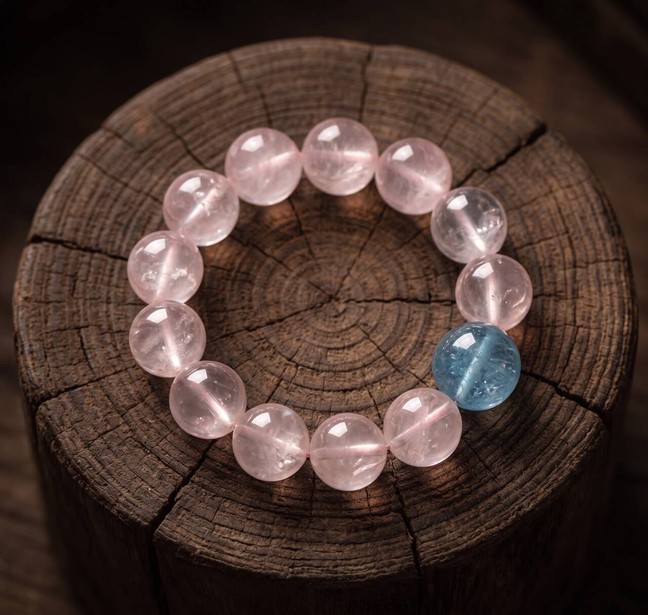 10mm Rose Quartz bracelet with soft pink beads in the main product view