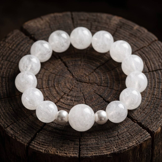 Snow Phantom Quartz bracelet with 10mm beads