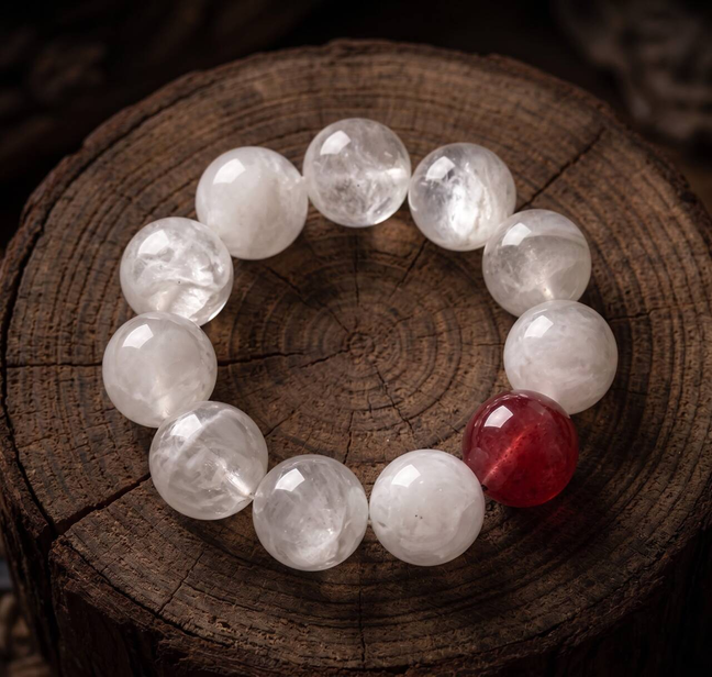 White Phantom Quartz bracelet with 10mm beads