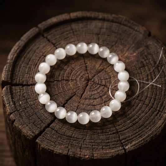 White Rutilated Quartz bracelet with 7mm beads
